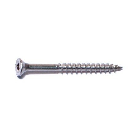 Buildright Deck Screw, #8 x 2 in, 18-8 Stainless Steel, Flat Head, Square Drive, 130 PK 08556